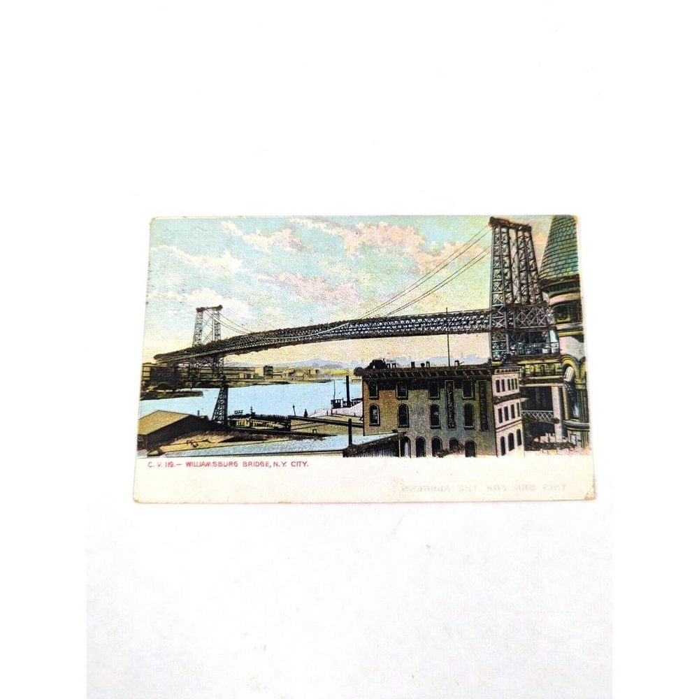 Vintage Postcard Williamsburg Bridge New York City Posted Stamped 1907 USA